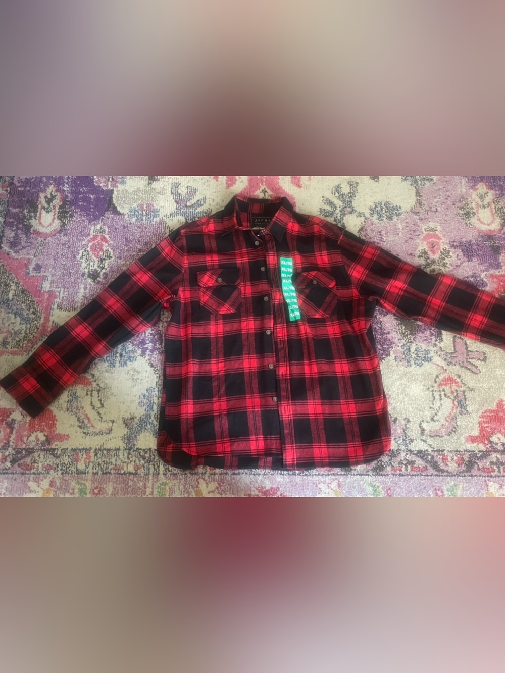 Jachs Red and Black Plaid Button-Down Shirt